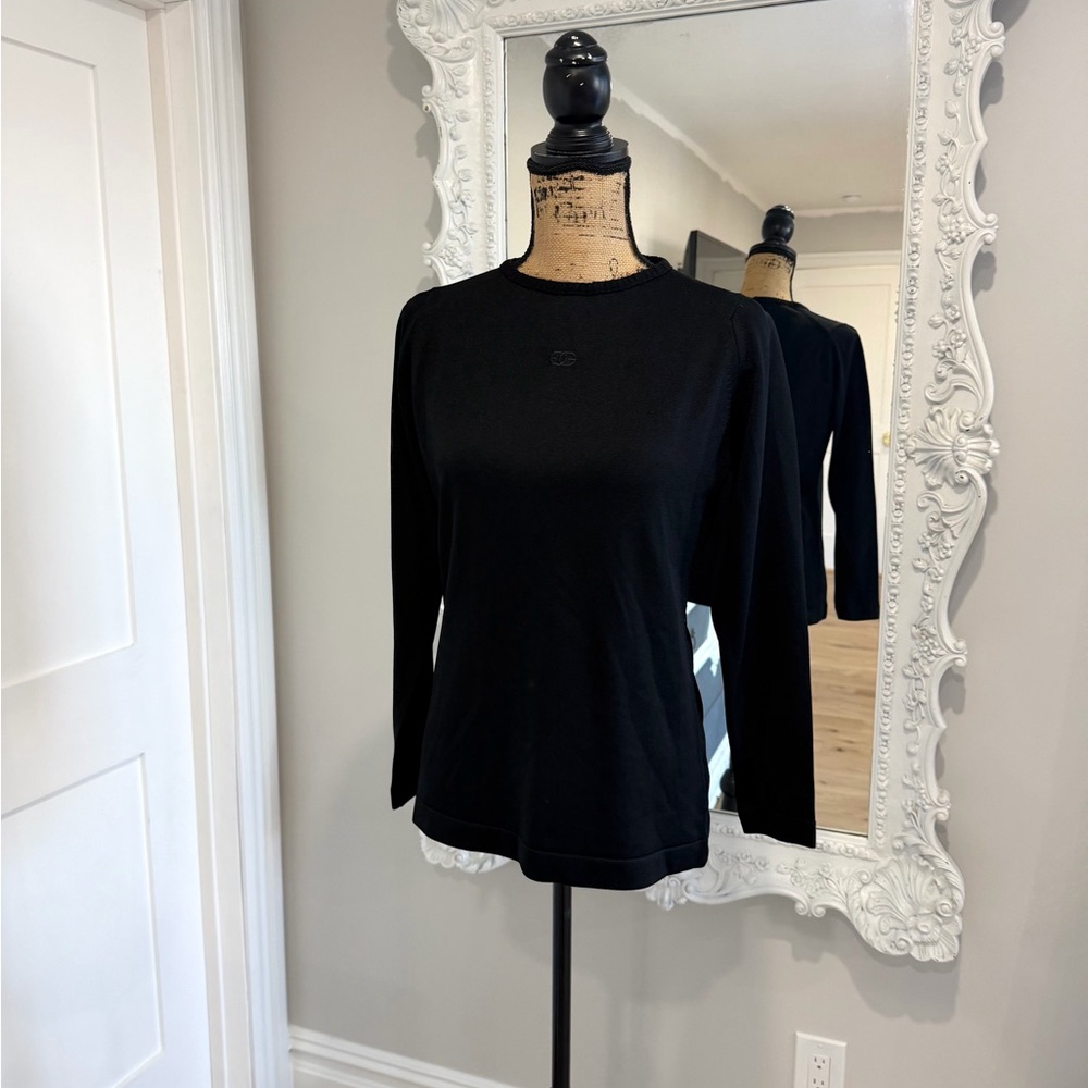 Givenchy Vintage GG Logo Black Women's Blouse Long Sleeve Top